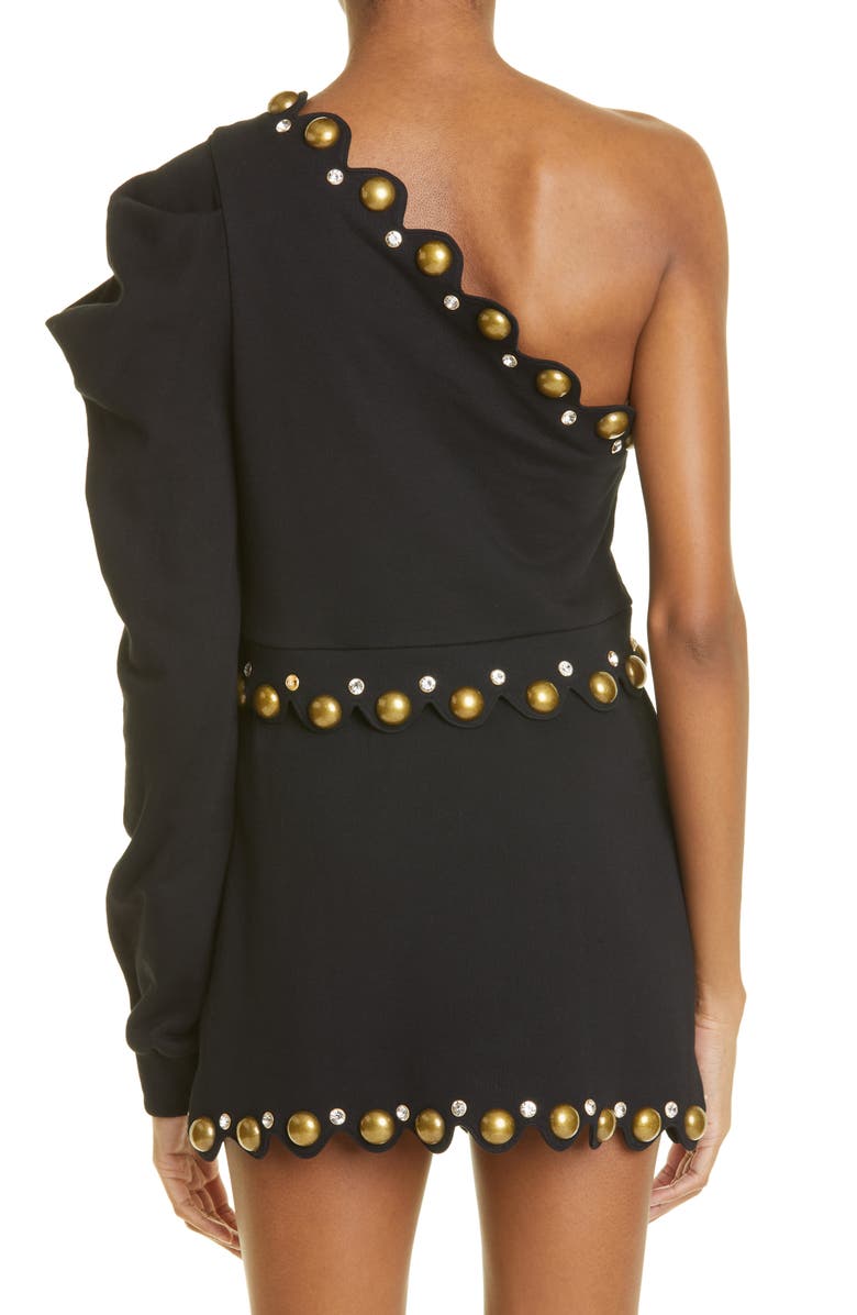 Area Dome Studded Scallop Miniskirt, Alternate, color, 