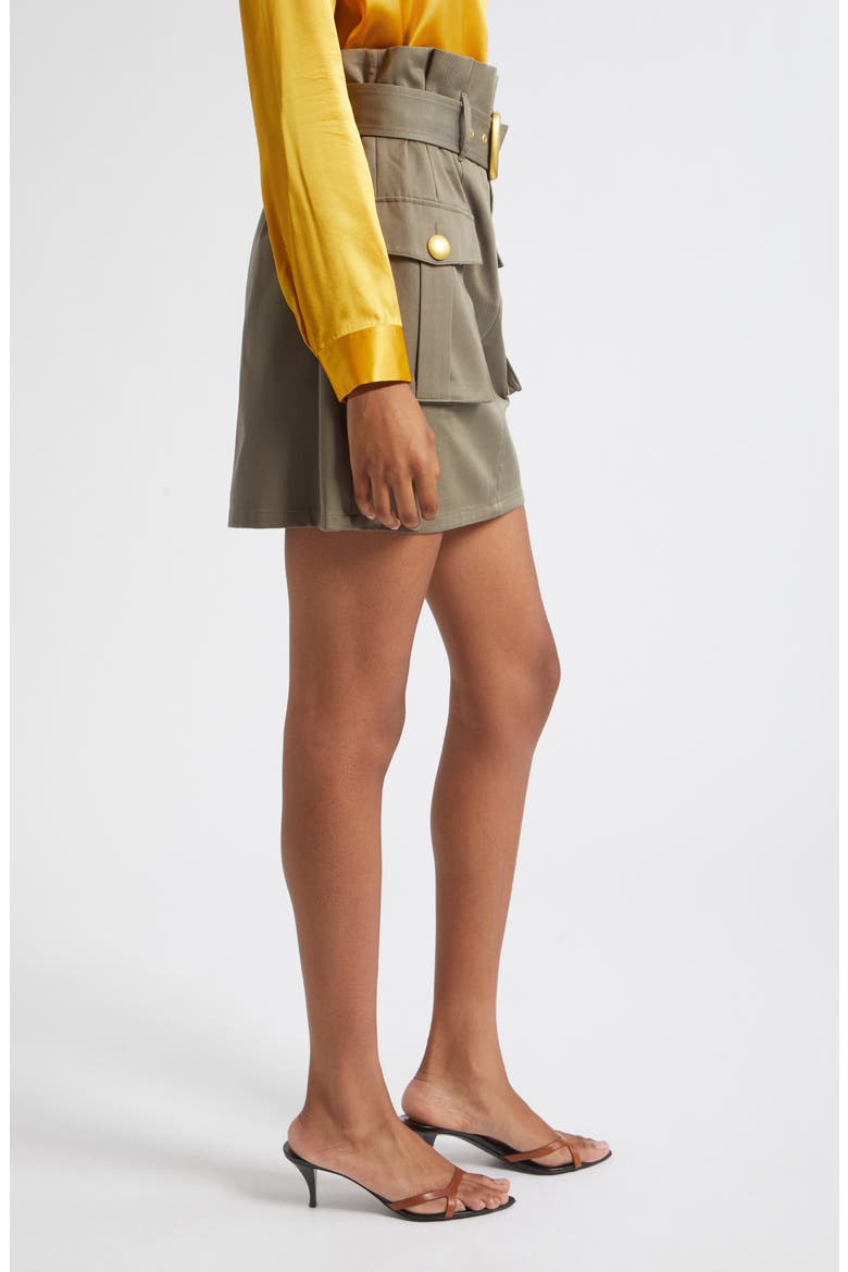 Maelis High Rise Paperbag Cargo Miniskirt, Alternate, color, SMOKEY OLIVE