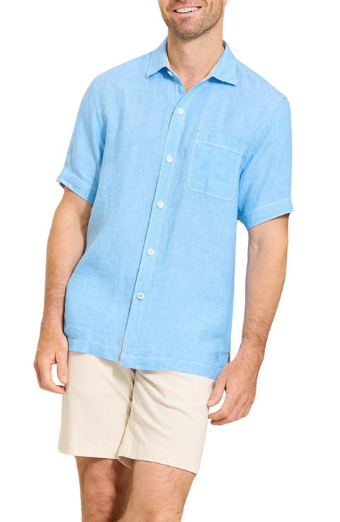 Paradise Breezer Short Sleeve Linen Button-Up Shirt (Big & Tall)