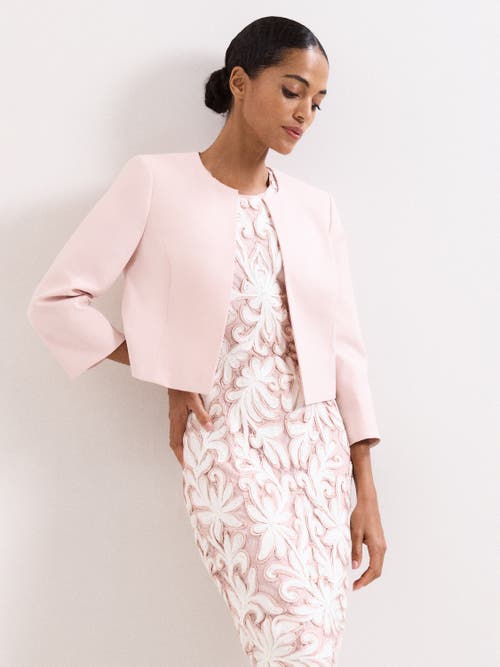 Phase Eight Elizabeth Cropped Round Neck Jacket In Pink