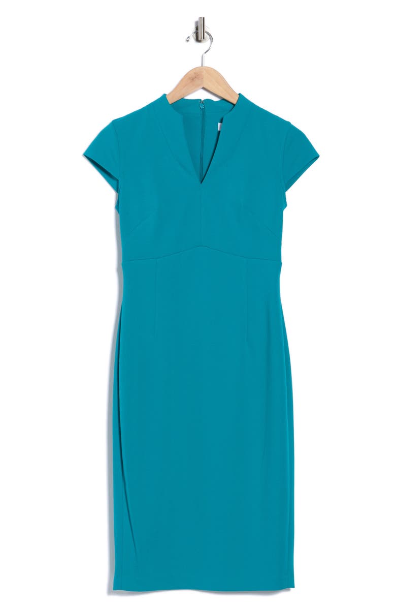 Calvin Klein Split Neck Midi Dress, Alternate, color, Lagoon