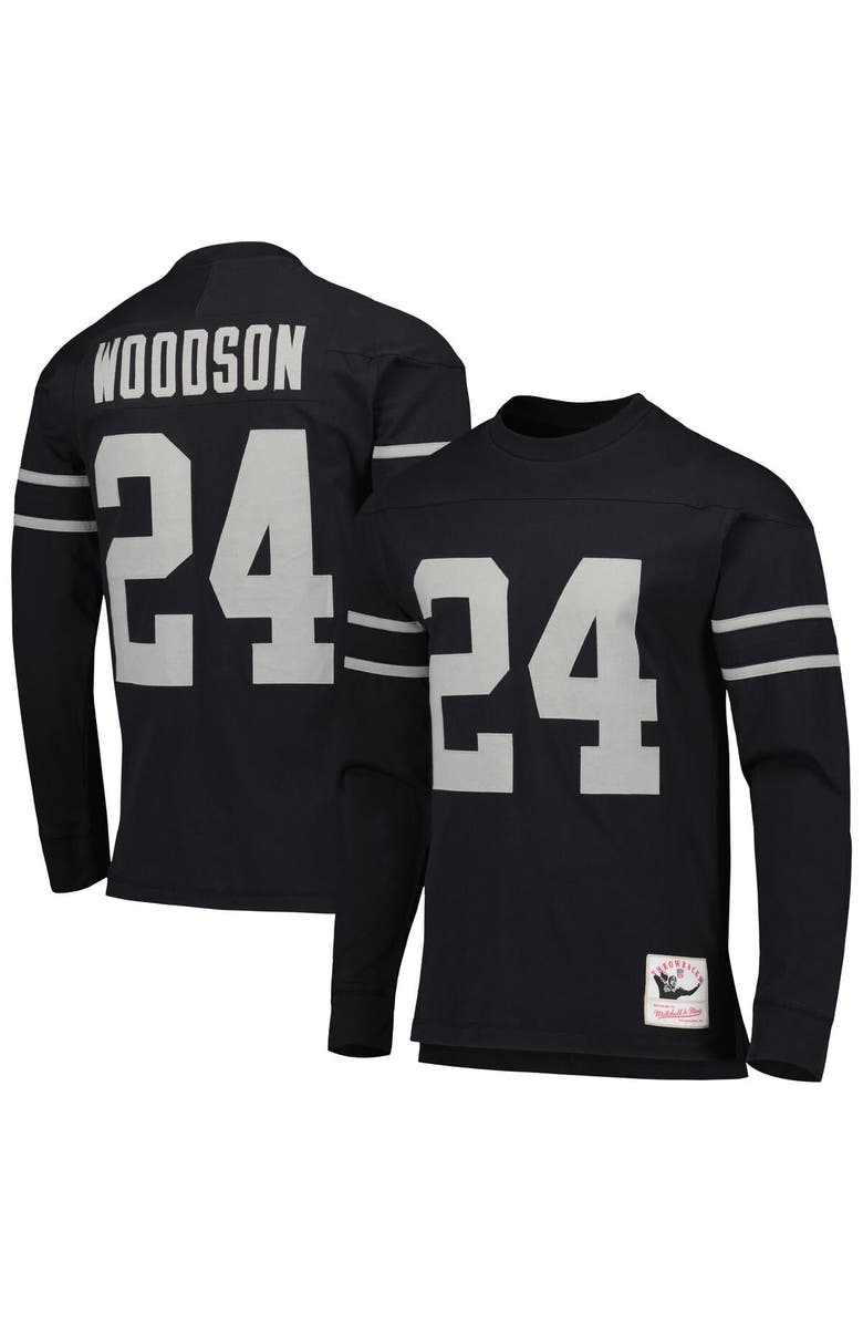 Mitchell & Ness Men's Mitchell & Ness Charles Woodson Black Oakland Raiders Retired Player Name & Number Long Sleeve Top, Main, color, Black