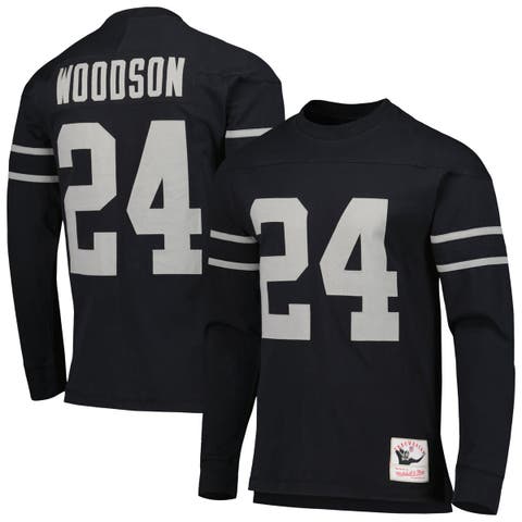 Men
s Mitchell 
Ness Charles Woodson Black Oakland Raiders Retired Player Name 
Number Long Sleeve Top