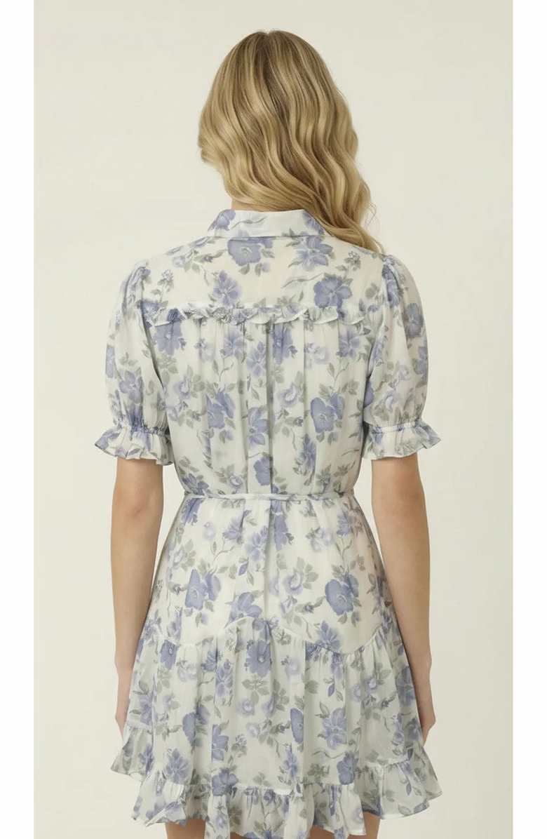 Modenaire Floral Tie Waist Shirt Dress, Alternate, color, White / Floral