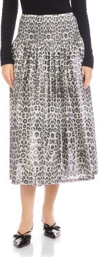 FIFTEEN TWENTY Rhea Print Smock Waist Cotton Blend Midi Skirt