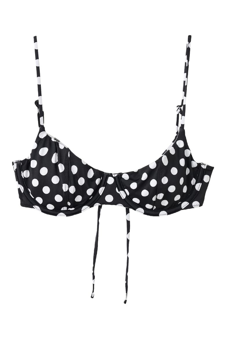 Polka Dot Reversible Underwire Bikini Top, Main, color, BLACK