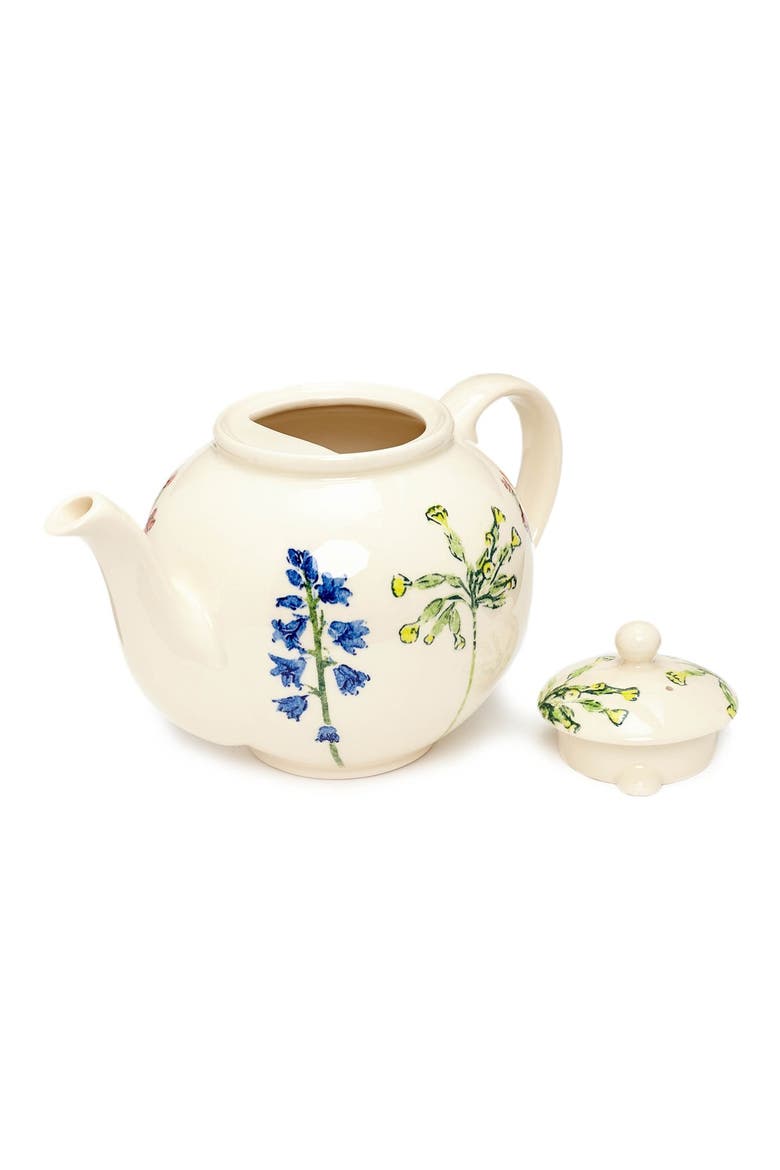 Floral Stenciled Ceramic Teapot, Alternate, color, THEODORA