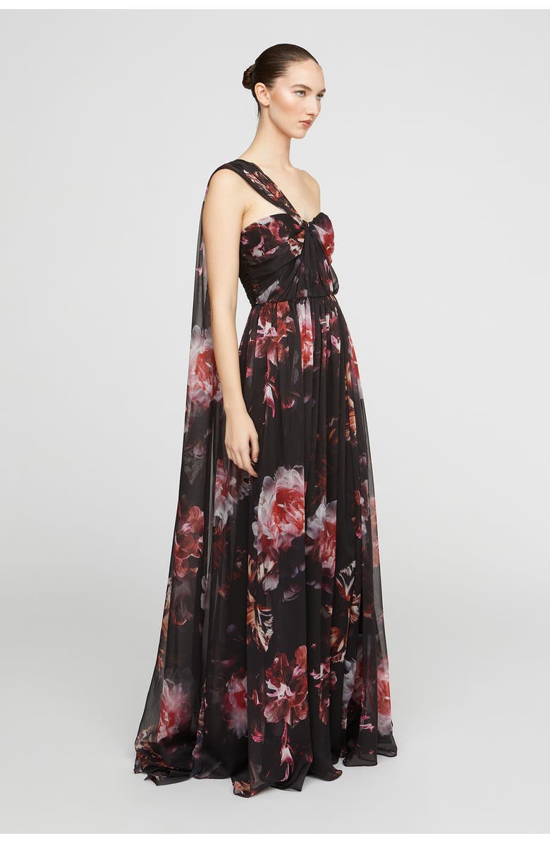 HALSTON Lina Chiffon Gown, Alternate, color, Night Lotus