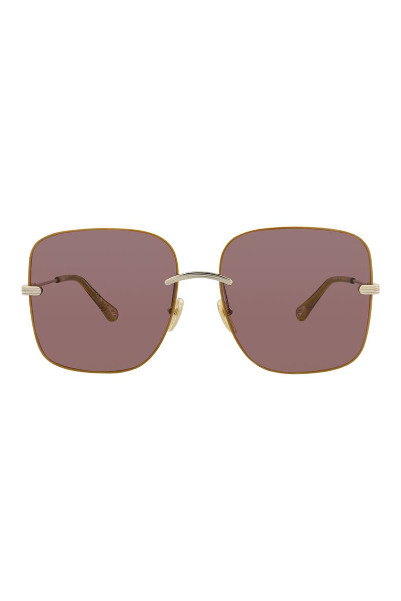 61mm Square Sunglasses, Main, color, GOLD GOLD VIOLET