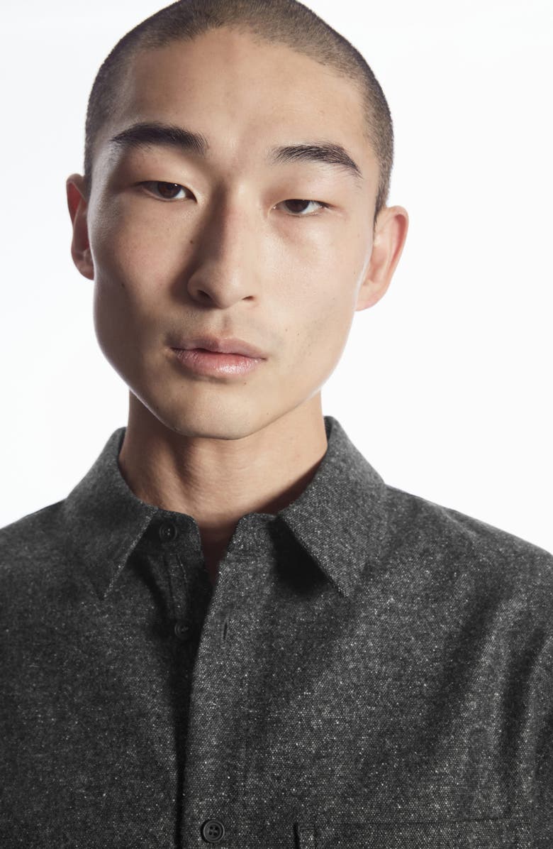 COS Textured Wool Blend Button-Up Shirt, Alternate, color, 