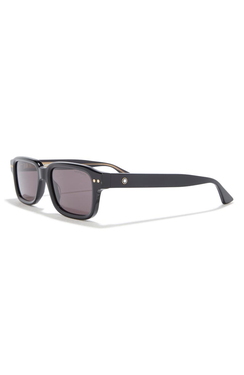Montblanc 53mm Square Sunglasses, Alternate, color, Black Black Grey