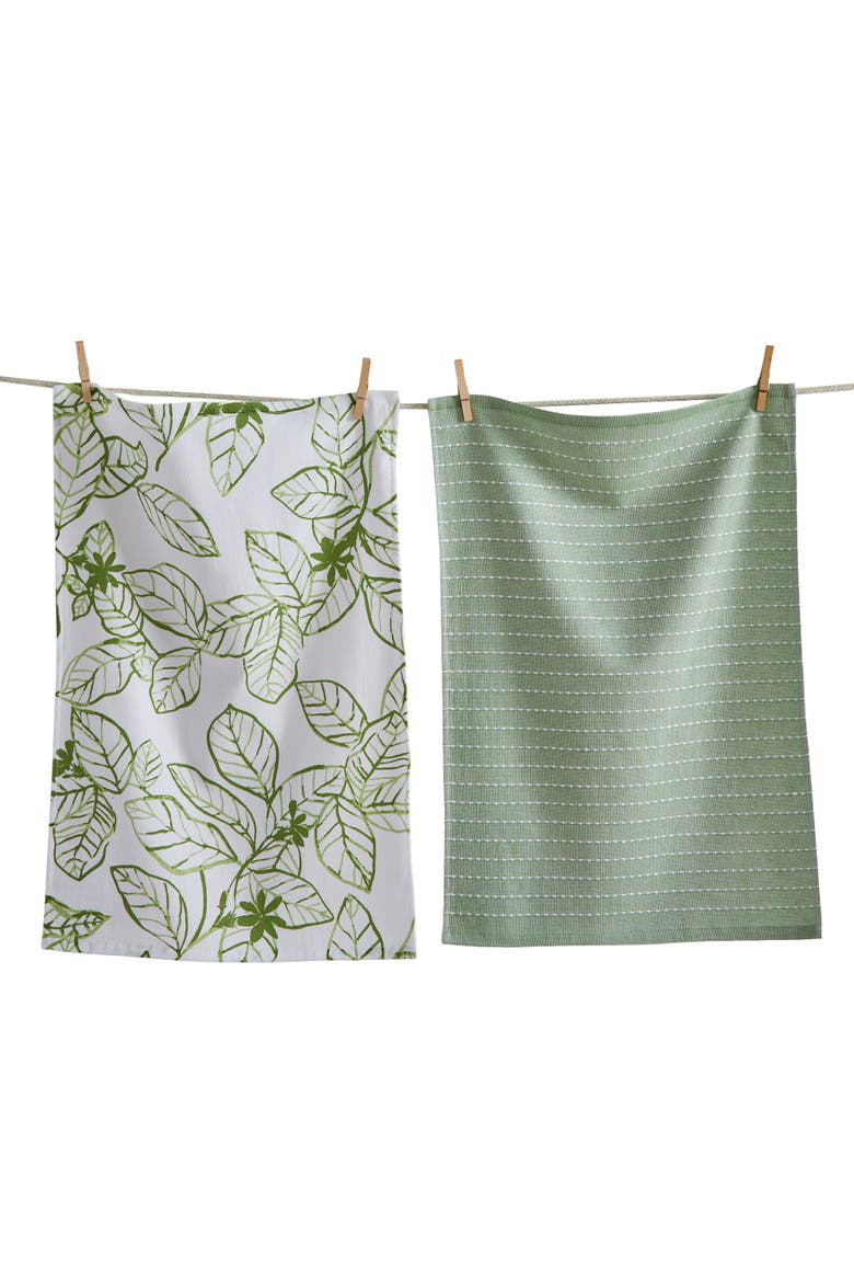 Ainslie Hammam Terry Dishtowel S/2 Green Green Cotton Everyday, Main, color, Green