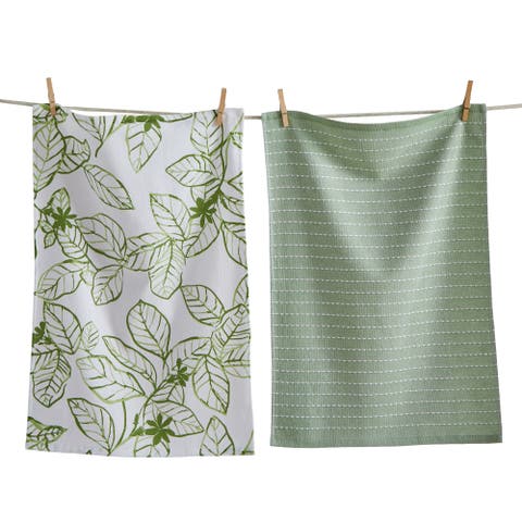 Ainslie Hammam Terry Dishtowel S/2 Green Green Cotton Everyday