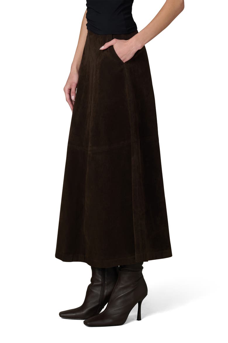Tavi Faux Suede Midi Skirt, Alternate, color, DARK CHOCOLATE