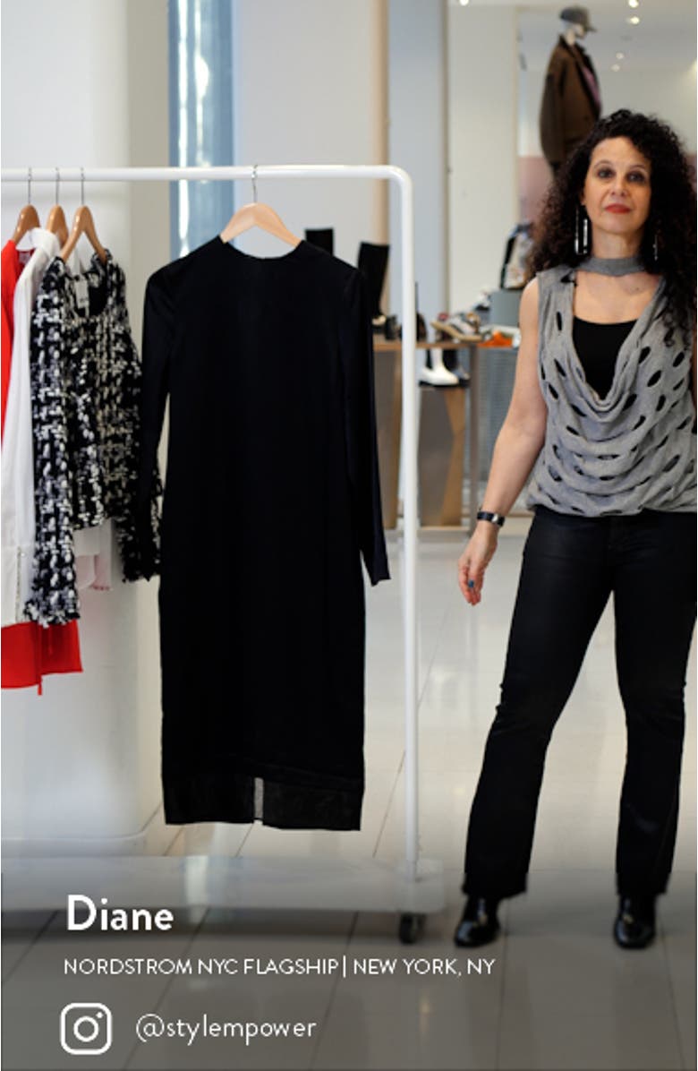 Organza Inset Long Sleeve Midi Dress, sales video thumbnail