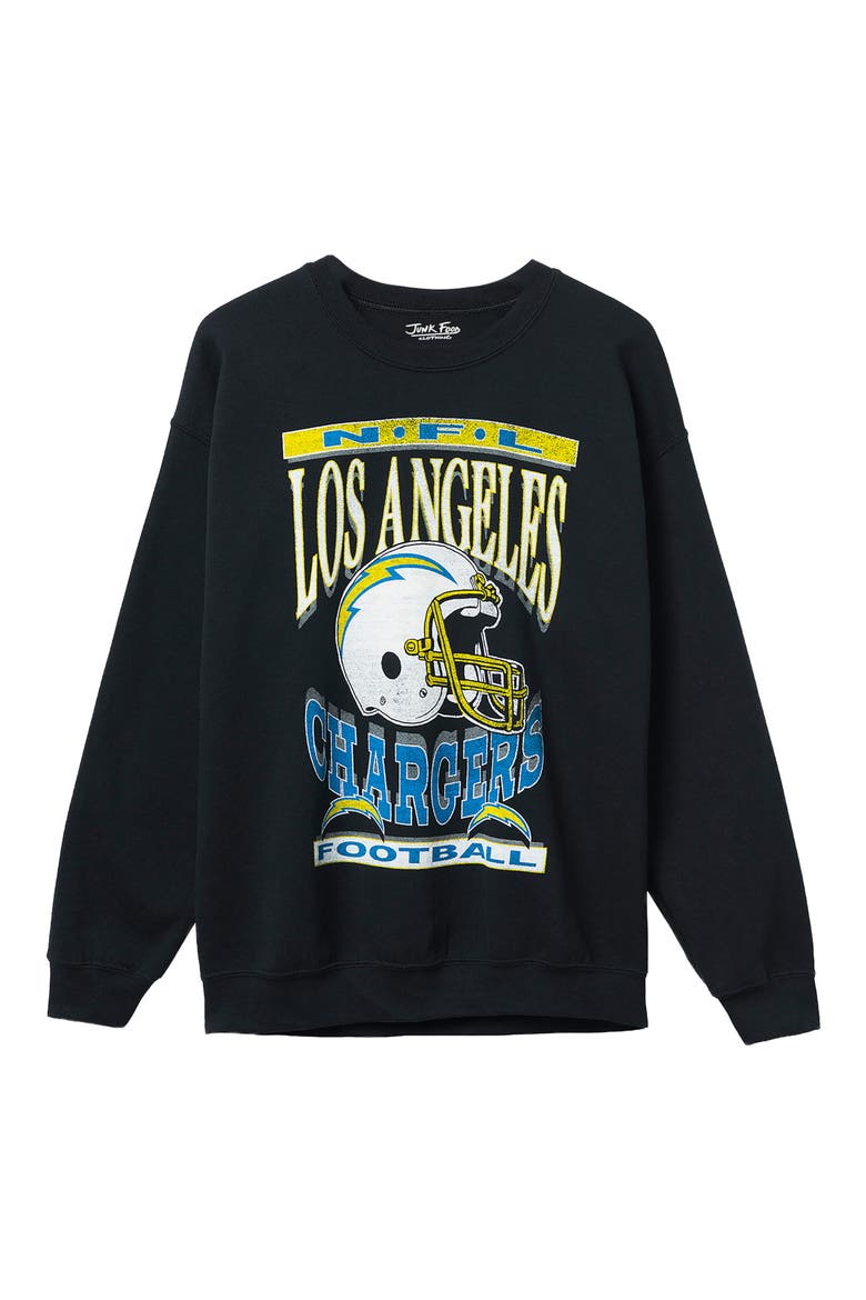 Los Angeles Chargers Helmet Flea Market Crewneck Sweatshirt, Main, color, BLACK