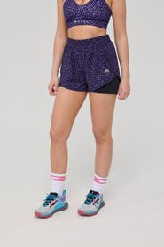 OOSC Elite 2 in 1 Running Shorts - Purple Leopard