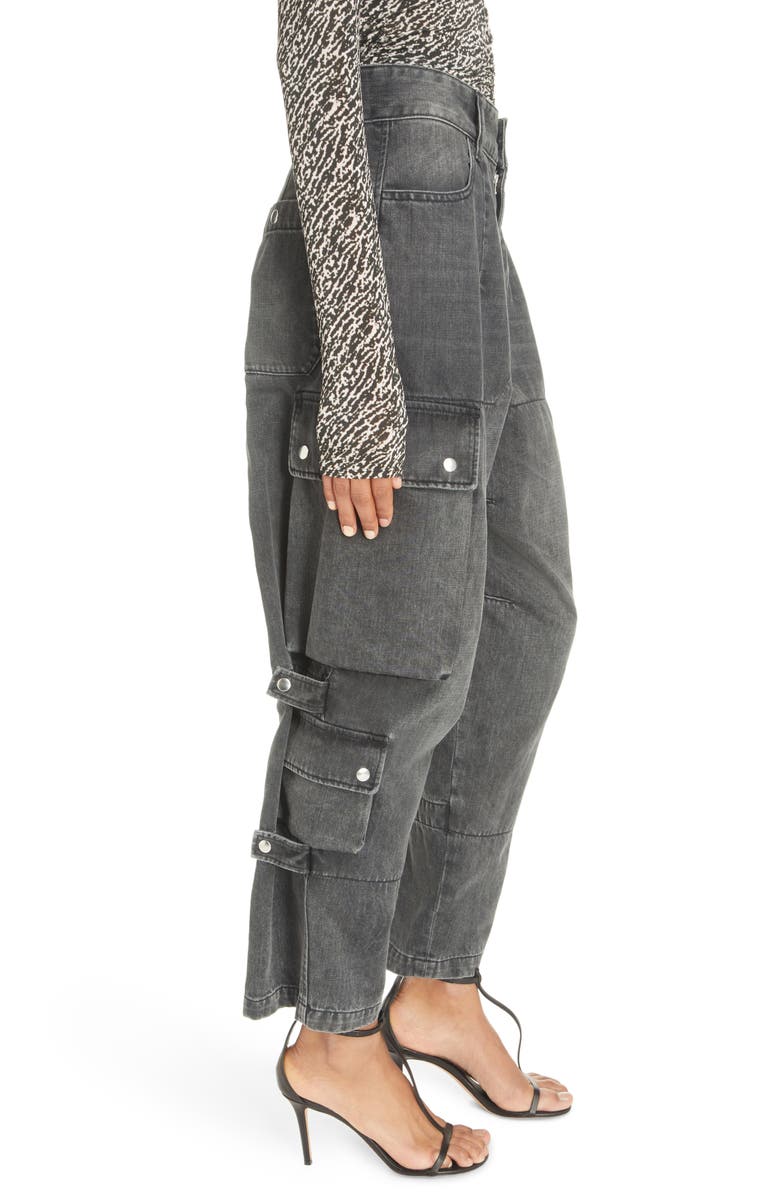 Isabel Marant Elore Nonstretch Denim Cargo Jeans, Alternate, color,