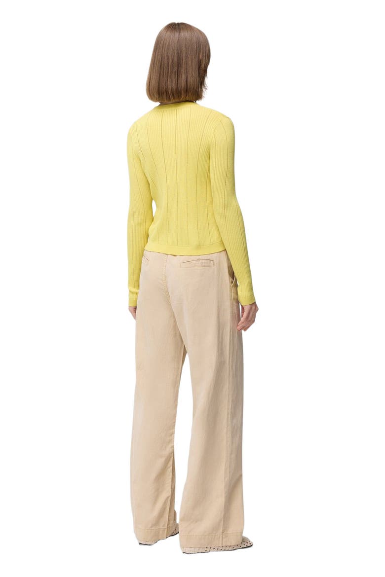 Hidden Button-Front Cashmere Silk Cardigan, Alternate, color, blazzing yellow