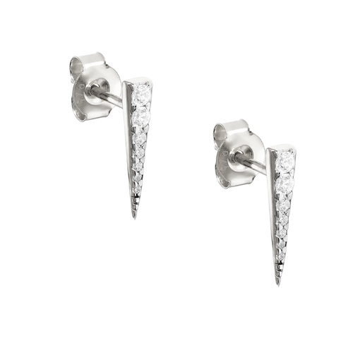 Spero London Long Pave Dagger Stud Earrings In Metallic