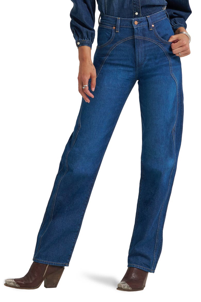High Waist Ankle Barrel Jeans, Main, color, RUSTLERS RETREAT