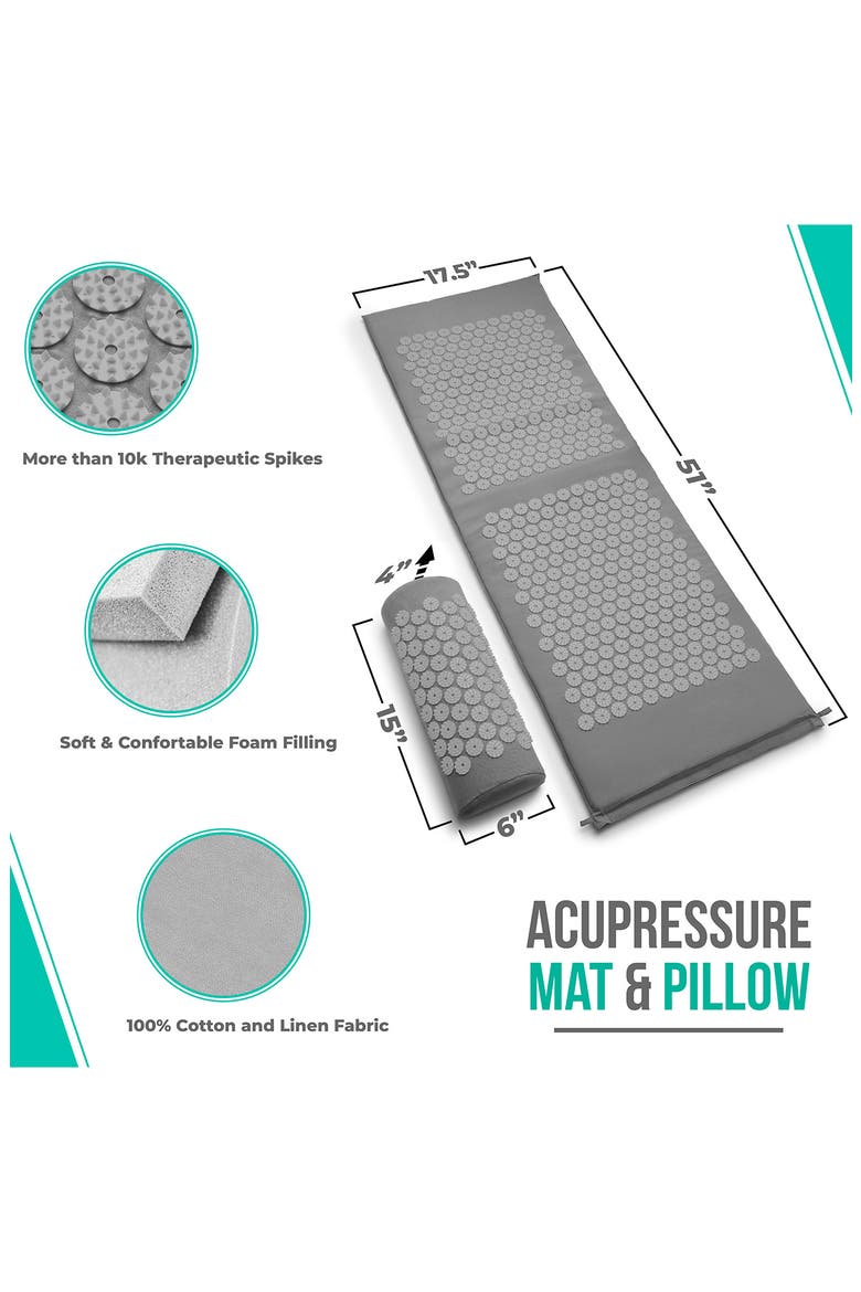 51-Inch Acupressure Mat & Pillow Set, Alternate, color, GRAY