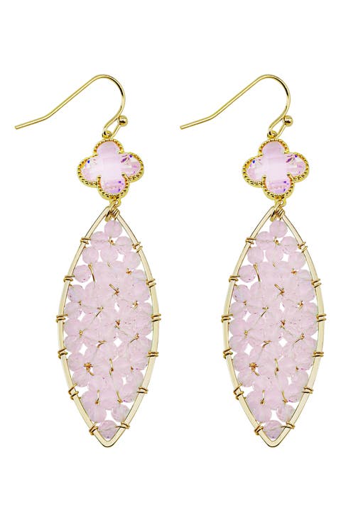 Crystal Clover Beaded Marquise Drop Earrings