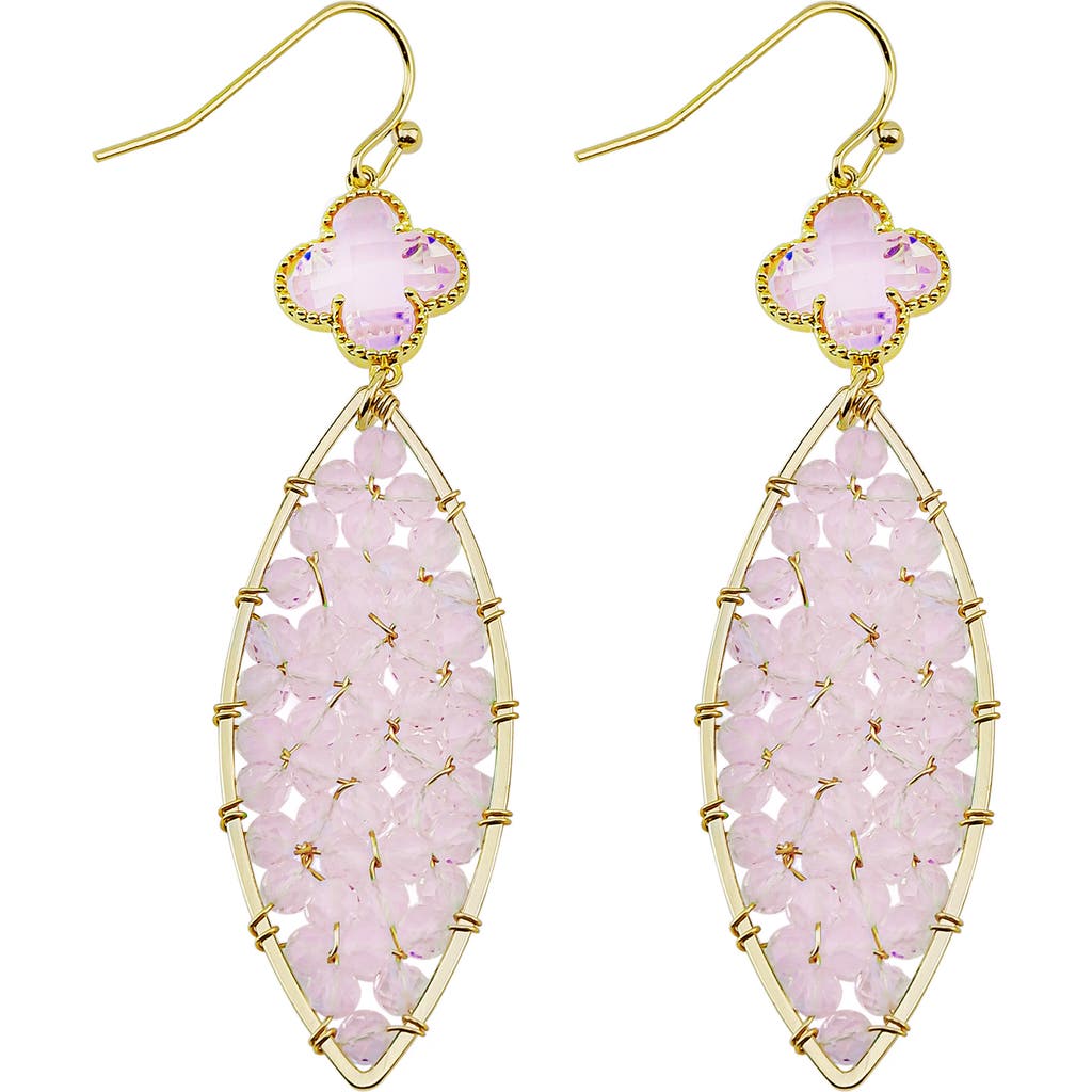Panacea Crystal Clover Beaded Marquise Drop Earrings In Pink