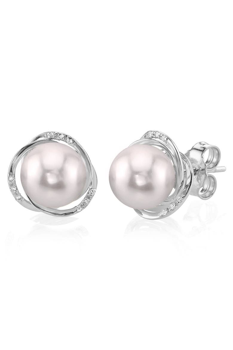 Akoya Pearl and Diamond Lexi Earrings, Main, color, White Gold