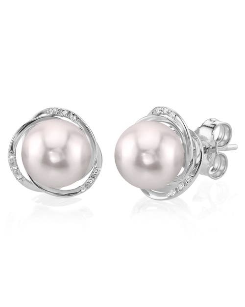The Pearl Source Akoya Pearl And Diamond Lexi Earrings In White Gold