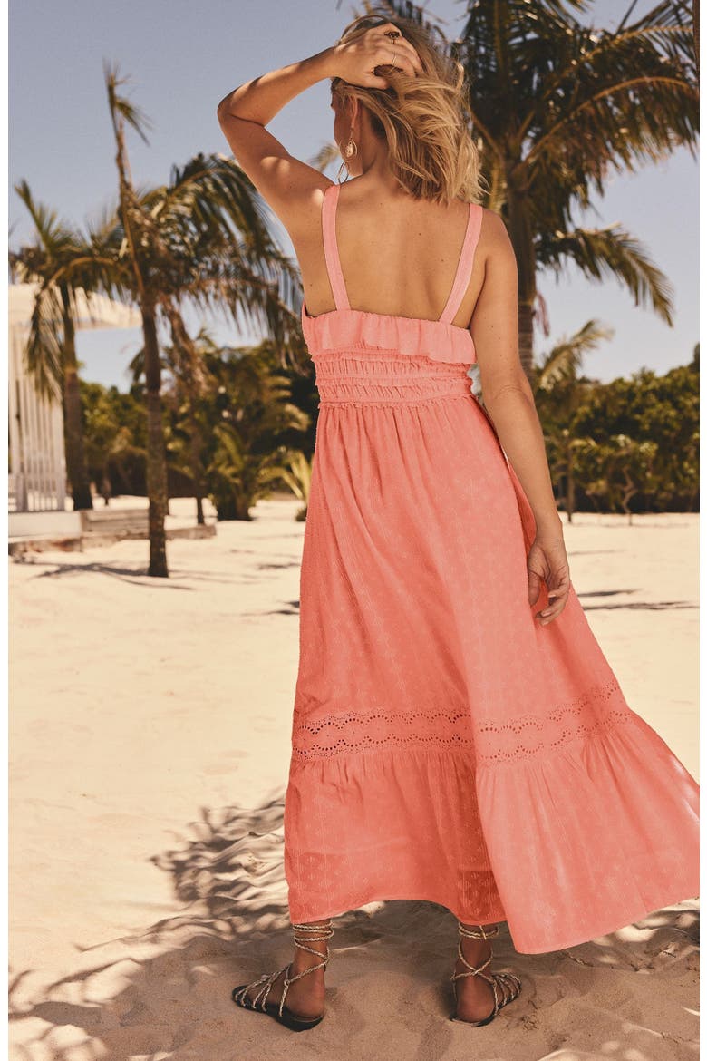 Broderie Anglais Ruffle Maxi Sundress, Alternate, color, ORANGE