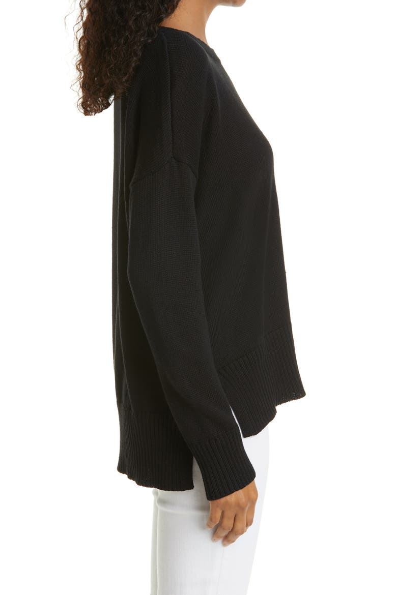 Linen & Cotton Tunic Sweater, Alternate, color, BLACK