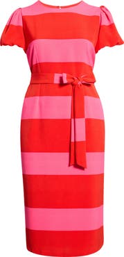 SUGARLIPS Lolli Stripe Senidy Puff Sleeve Midi Dress