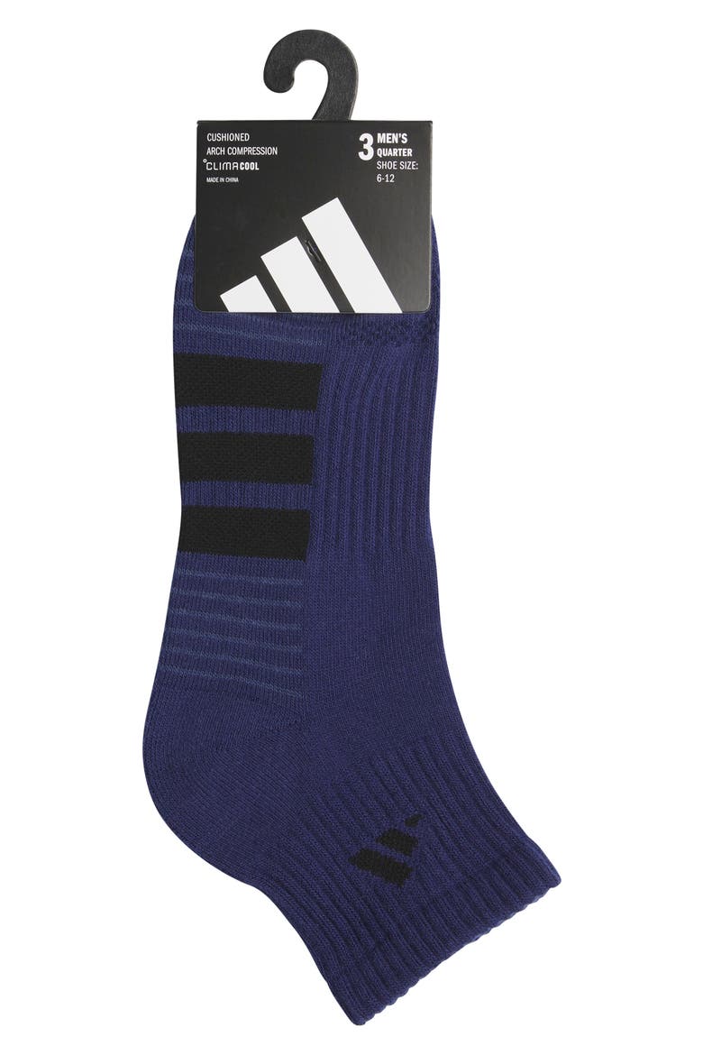 Cushioned 4.0 3-Pack Quarter Socks, Alternate, color, DARK BLUE/ WHITE/ HEATHER