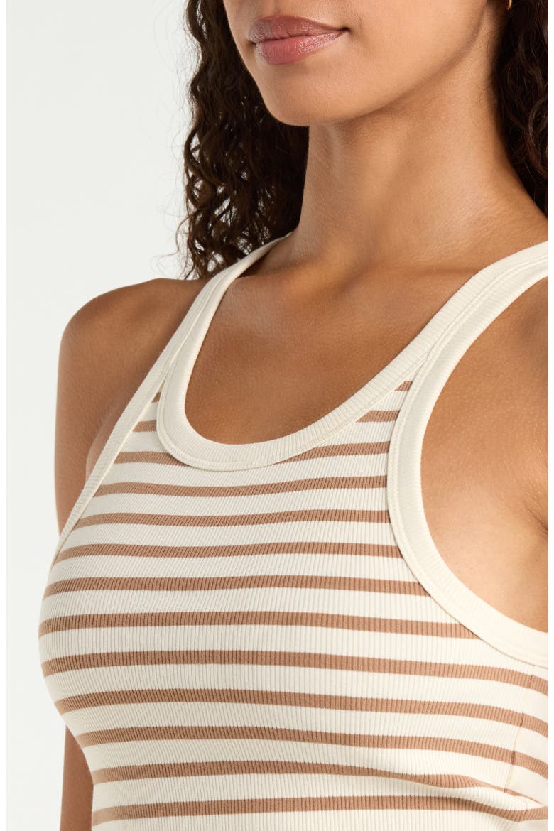 Surfside Stripe Stretch Organic Cotton Rib Tank, Alternate, color, WOODSMOKE STRIPE
