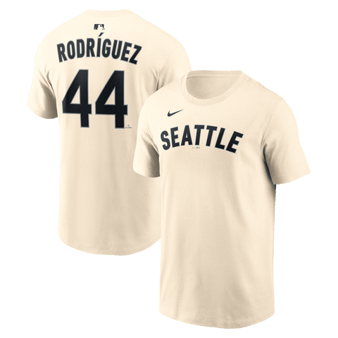 Men's Nike Julio Rodríguez Natural Seattle Mariners Name & Number T-Shirt