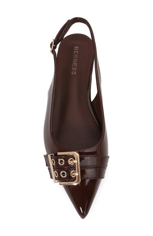 Berness Buckle Slingback Pointed Toe Flat In Brown