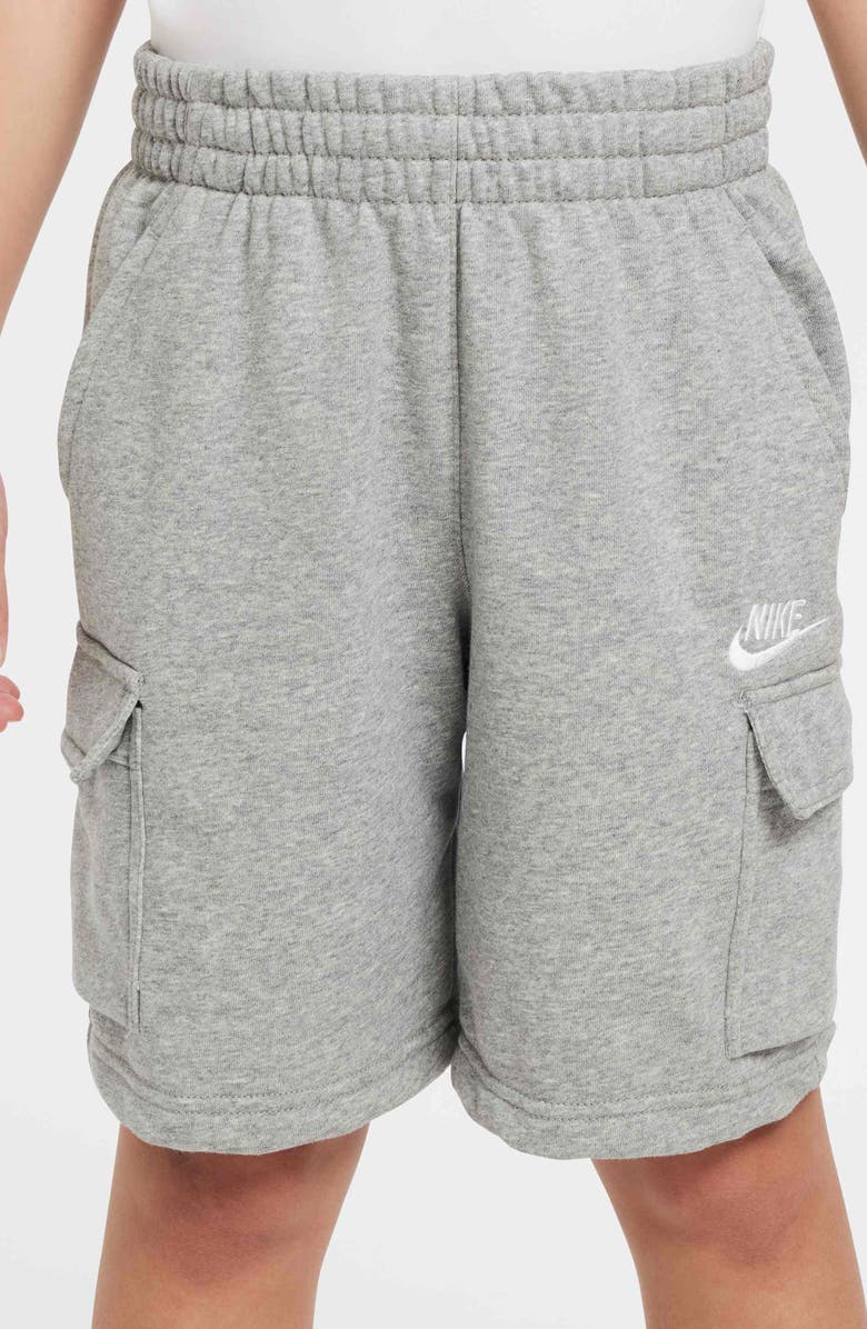 Nike Kids' Club Cargo Sweat Shorts, Alternate, color, Dark Grey Heather/ Grey/ White