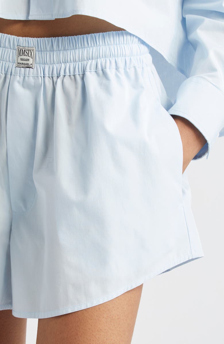 MM6 Maison Margiela Cotton Poplin Wide Leg Shorts, Alternate, color, Light Blue