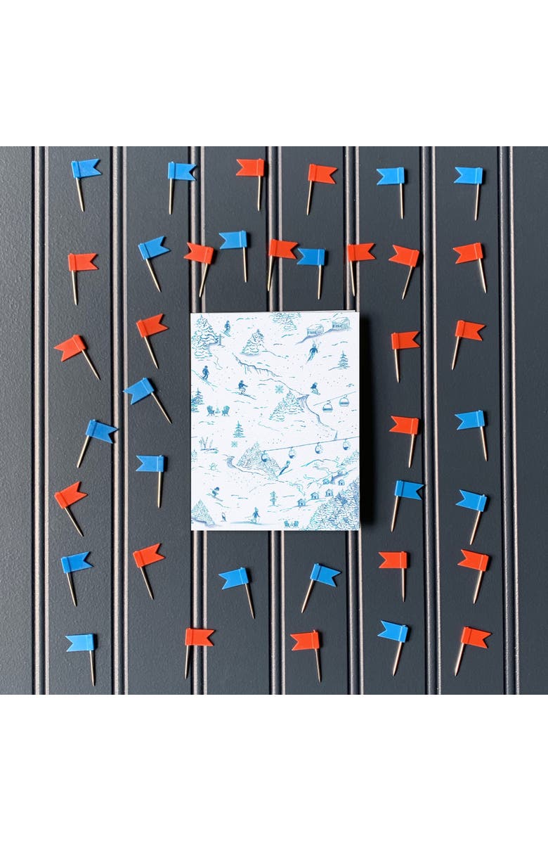 Ramus & Co Winter/Holiday Ski Blue Toile Greeting Card Pack, Alternate, color, 