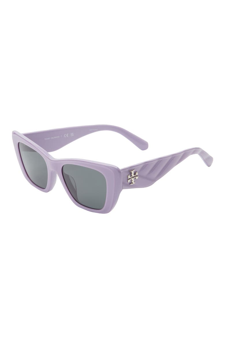 52mm Cat Eye Sunglasses, Alternate, color, PURPLE / GREY