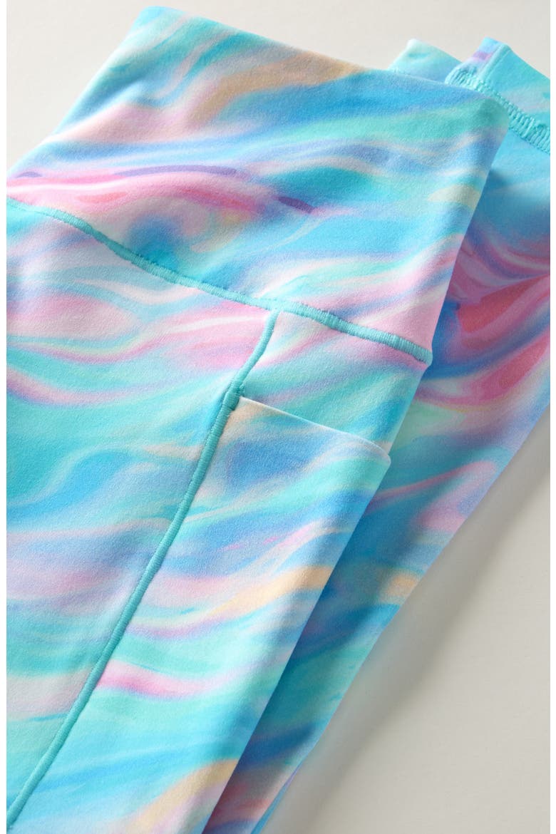 Kids' Live By High Waist Leggings, Alternate, color, TEAL TINT MOODY WAVES PRINT