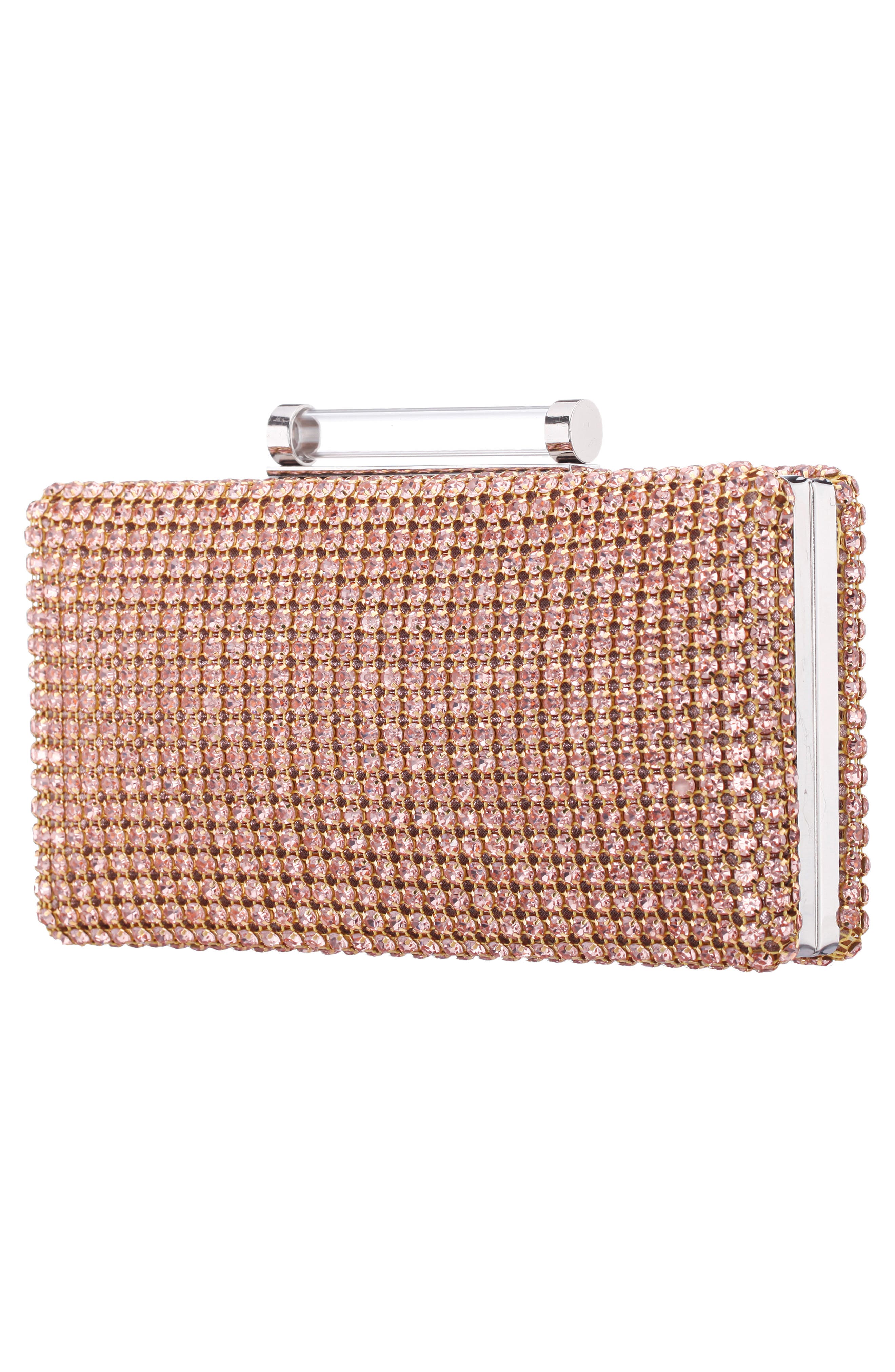 Gracious Crystal Clutch, Alternate, color, PEARL ROSE