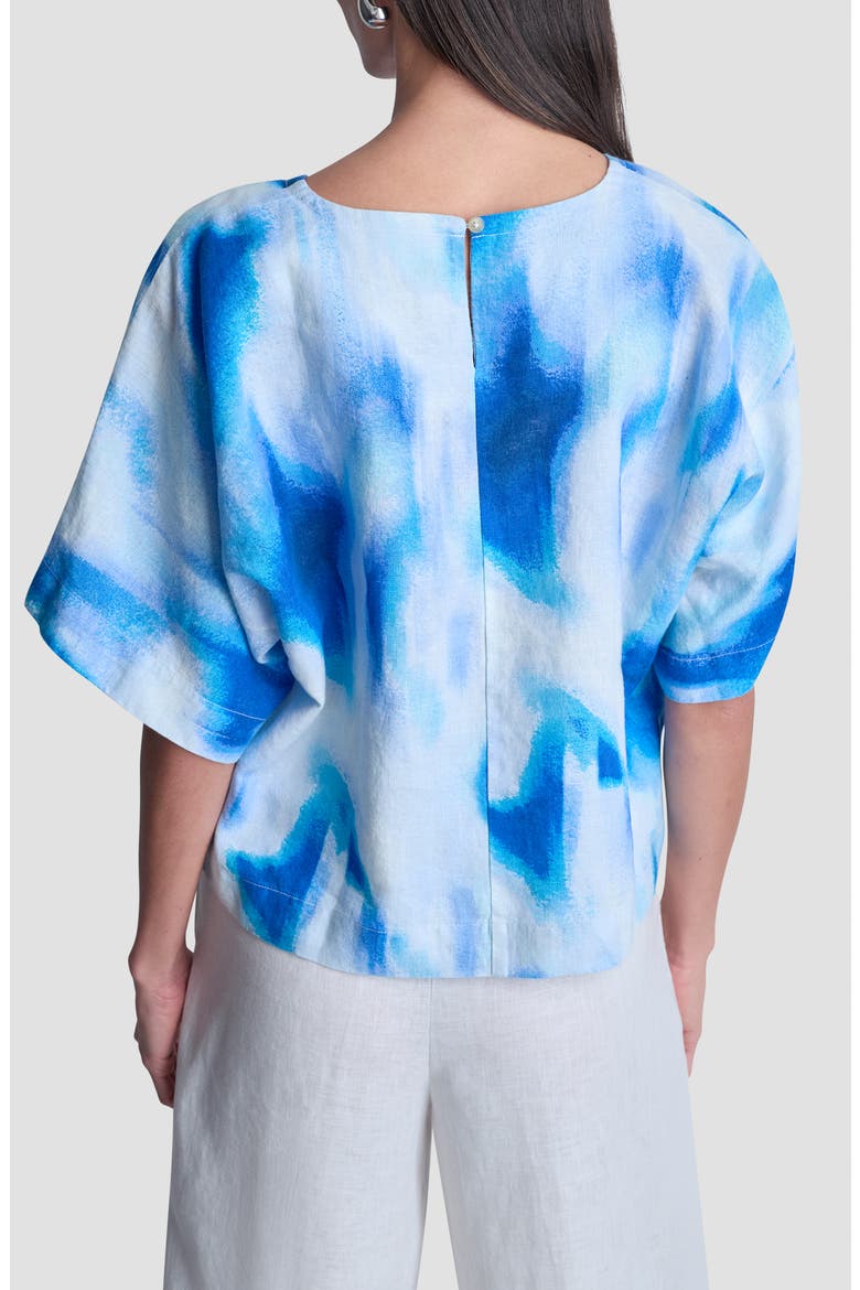 Pattern Boxy Linen Top, Alternate, color, MISTED SURF