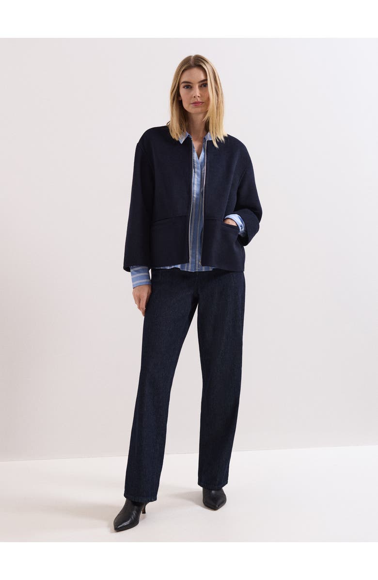 Phase Eight Georgie Wool Round-Neck Boxy Jacket, Alternate, color, Navy