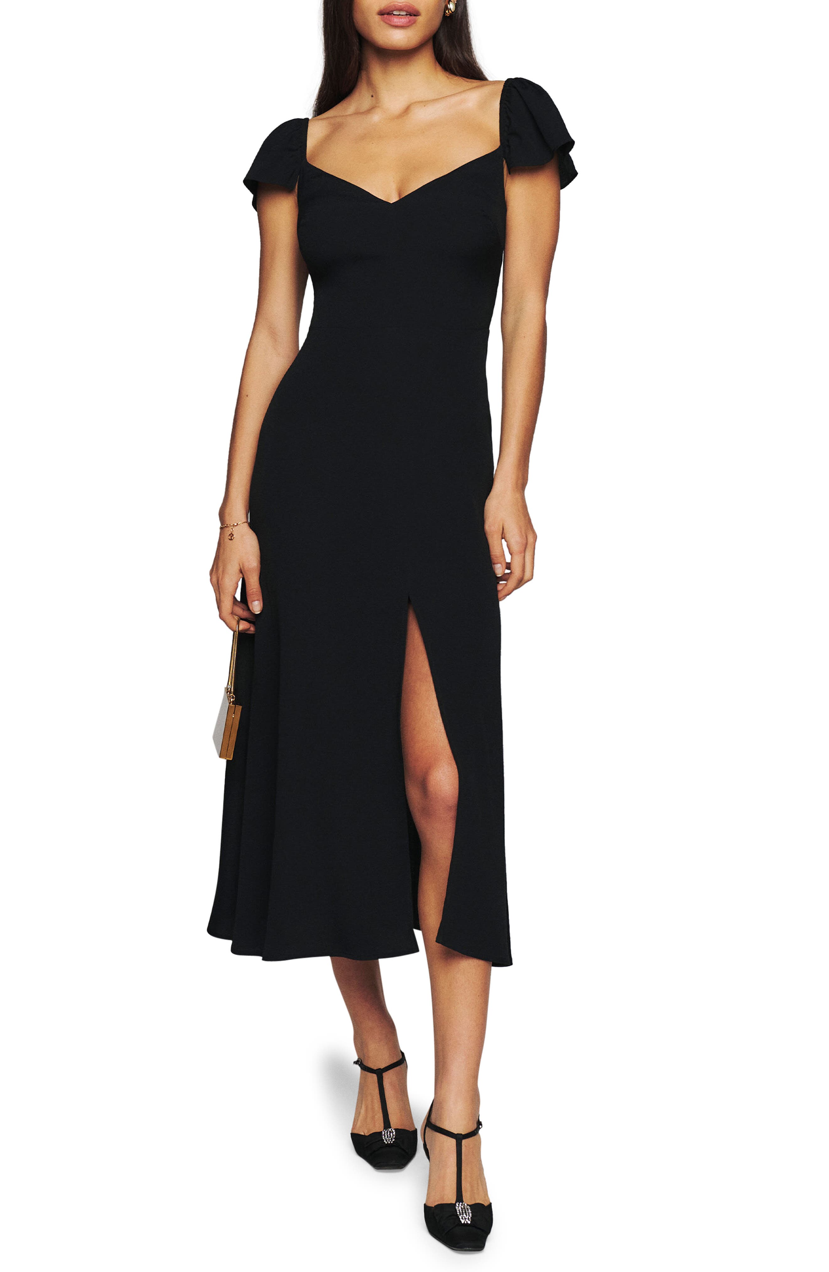 reformation baxley midi dress NWOT Reformation Baxley Midi Dress Red USSize4 Flutter Sleeve Smocked Orig.$228