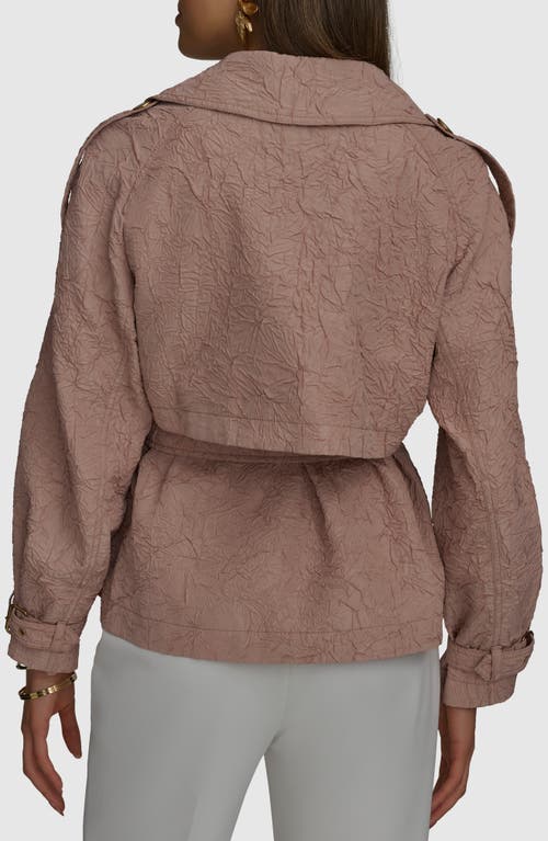 Donna Karan New York Textured Double Breasted Trench Jacket In Apricot Haze