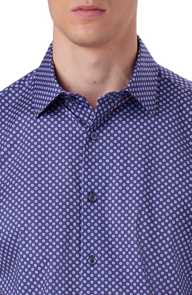 Bugatchi Miles OoohCotton<sup>®</sup> Dot Print Short Sleeve Button-Up Shirt, Alternate, color,
