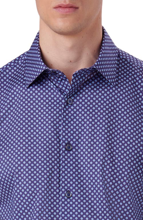 Bugatchi Miles Ooohcotton® Dot Print Short Sleeve Button-up Shirt