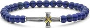LAGOS Men's Anthem Cross Lapis Beaded Stretch Bracelet